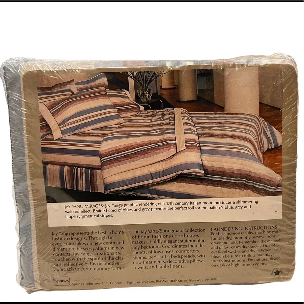 Vintage Springmaid Jay Yang Striped Mirages California King Fitted Sheet